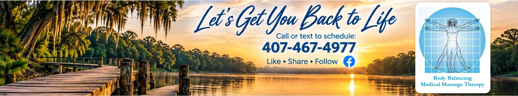 Let’s Get You Back to Life. Call or text 407-467-4977. Body Balancing Medical Massage Therapy.